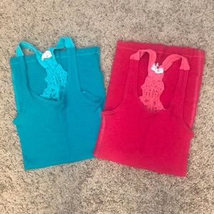 2 racerback ribbed tanks